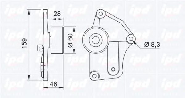 IPD 14-0523 Deflection/Guide Pulley, v-ribbed belt